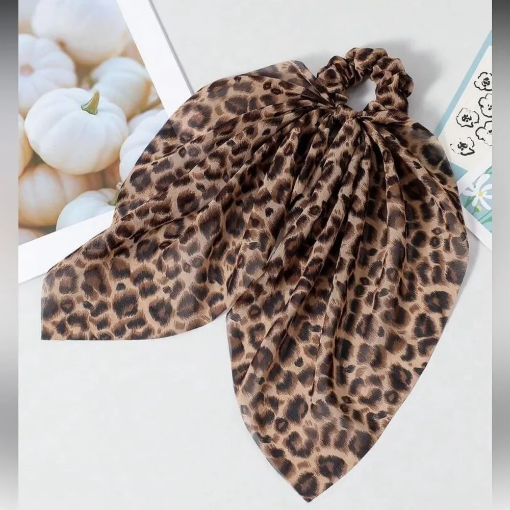 Leopard Print Hair tie Bow N1460